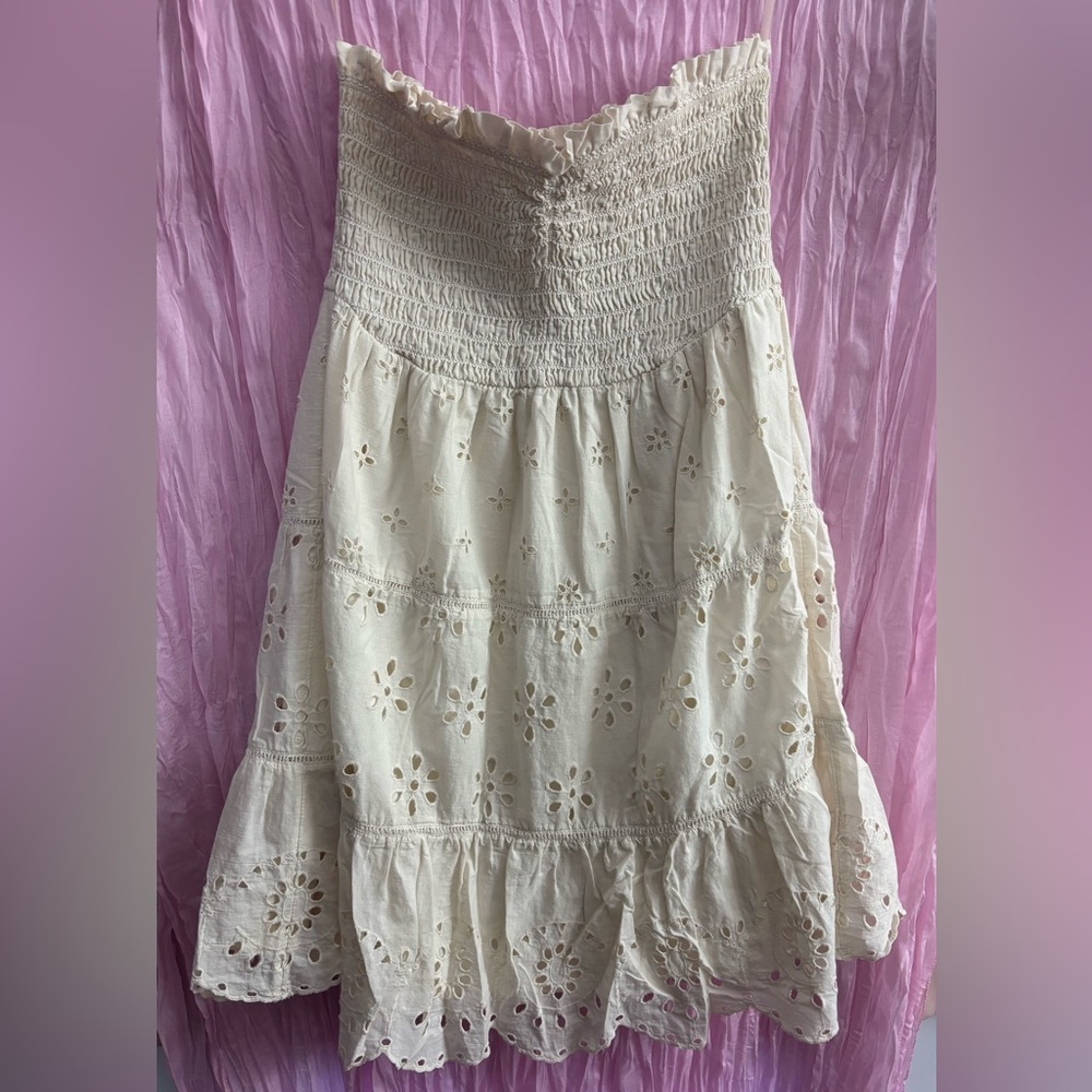 American Eagle Outfitters Cream Eyelet Dress